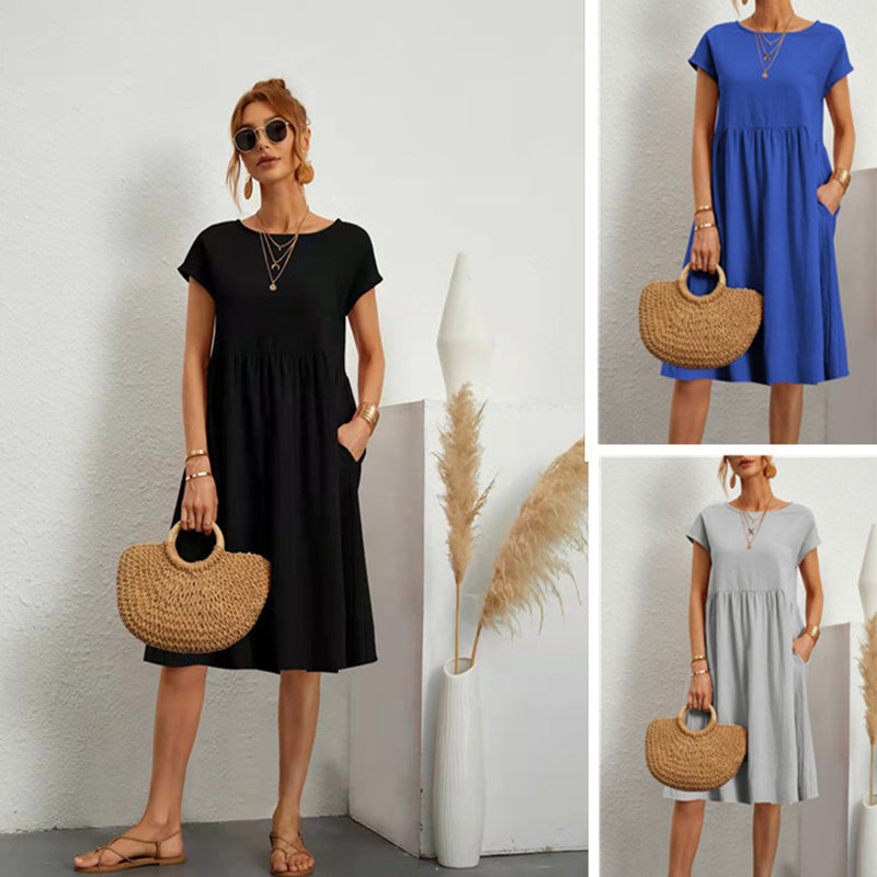 Dam Sommarklänning Satin Normal Passform 100% Bomull-2