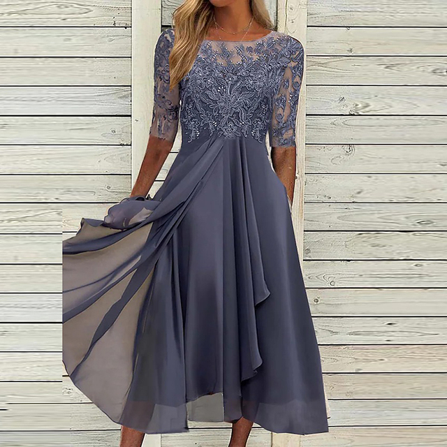 Variant image for Festklänning Dam Elegant Polyester för Fester och Romantiska Tillfällen-7