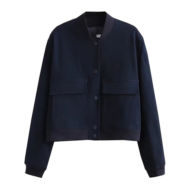 Kvinnors Bomberjacka Enkel Stil Polyester-6