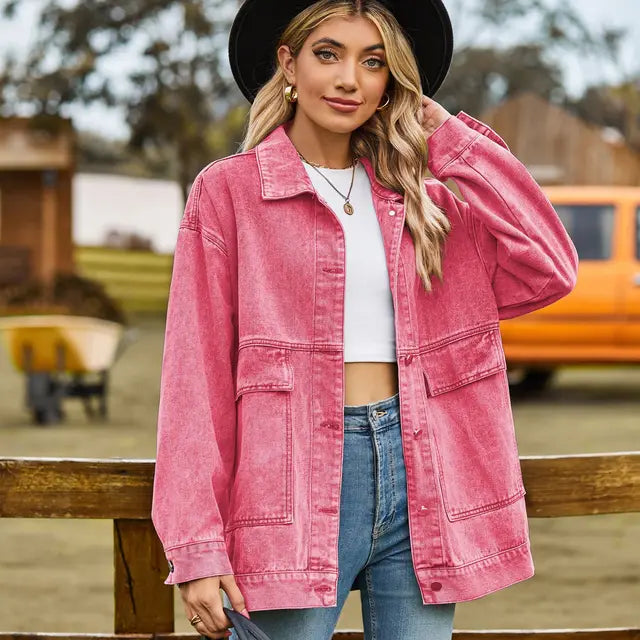 Damjacka Klassisk Denim Mjuk Material-4