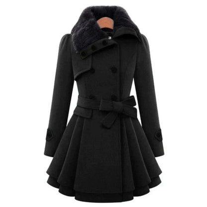 Variant image for Dam Trenchcoat Elegant Snitt med Vegansk Päls och Justerbart Bälte-16