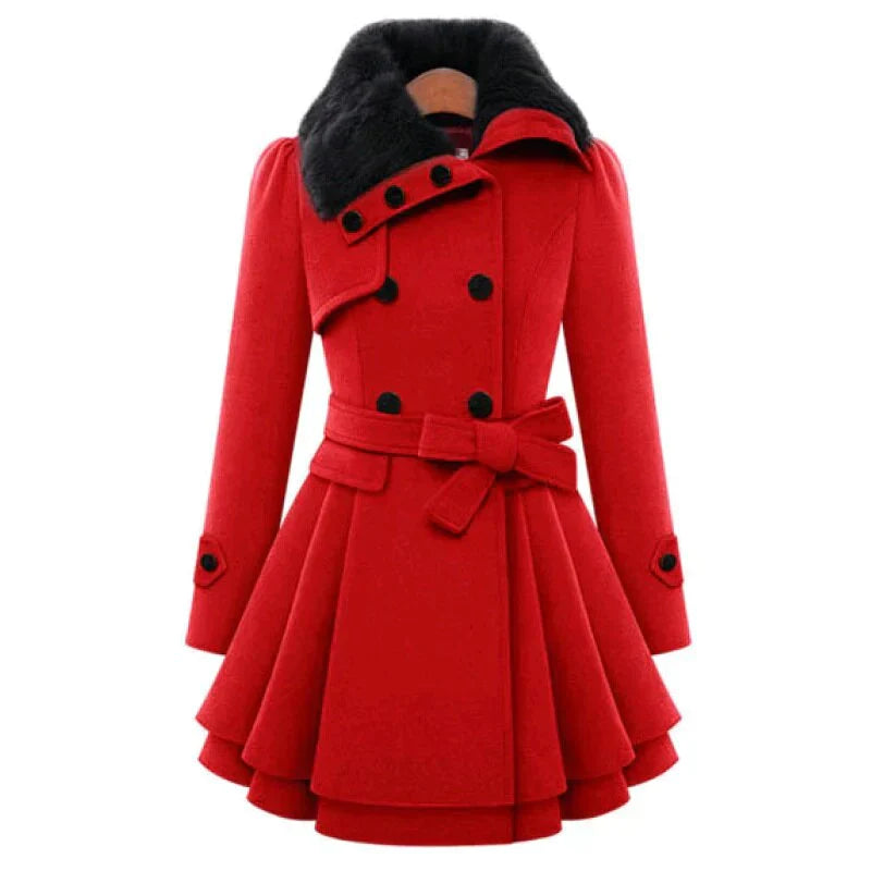 Variant image for Dam Trenchcoat Elegant Snitt med Vegansk Päls och Justerbart Bälte-6