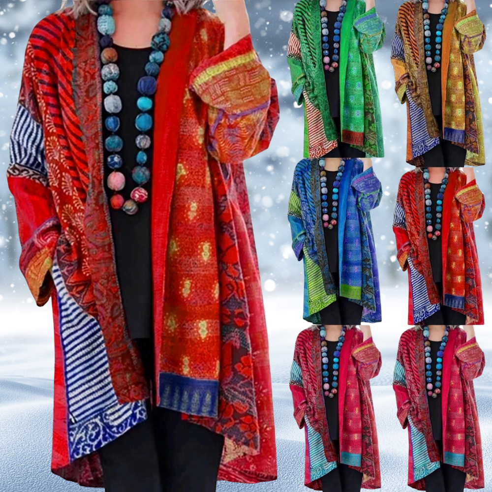 Dam Vintage Cardigan Abstrakt Design Högkvalitativa Material-2