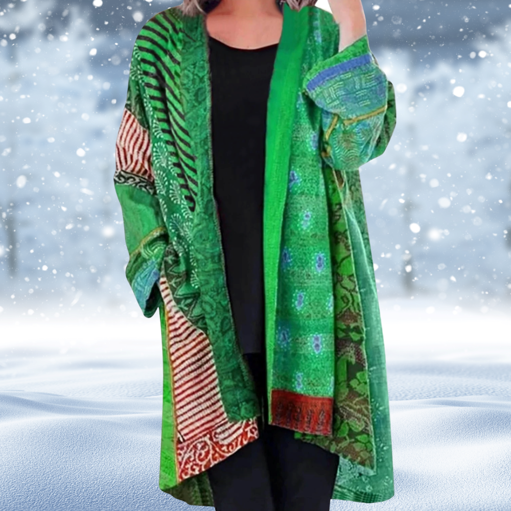 Dam Vintage Cardigan Abstrakt Design Högkvalitativa Material-4