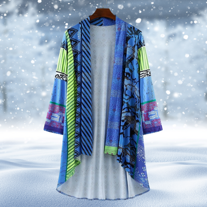 Dam Vintage Cardigan Abstrakt Design Högkvalitativa Material-3