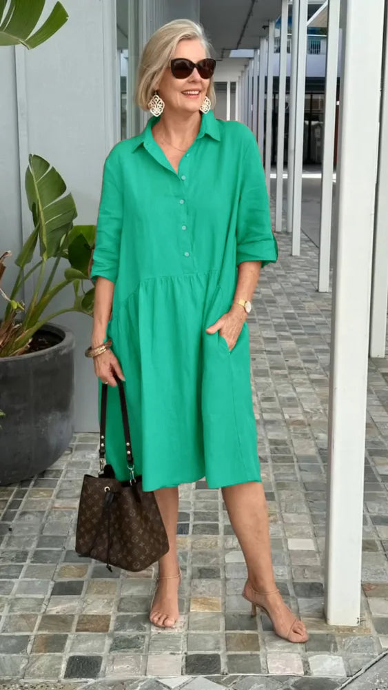 Variant image for Kvinnors Fritidsklänning Luftig Linne Bomull-7