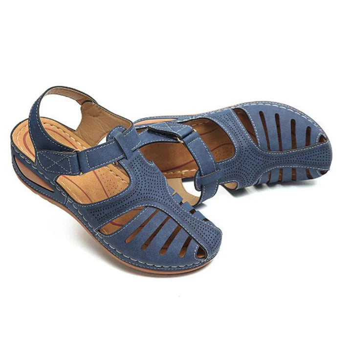Sandaler Dam i Vintage Stil med Tåseparator - Syntetiska Material, Ergonomiska Fotbäddar och Öppen Design 3