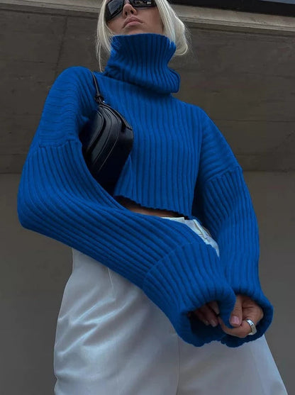 Stickad Dam Tröja Turtleneck i Mjukt Material med Långa Ärmar – Elegant och Bekväm för Vardagsbruk och Formella Tillfällen 5