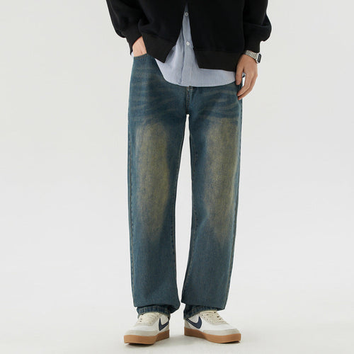 Herr Vintage Jeans Klassisk Denim Lös Passform-1