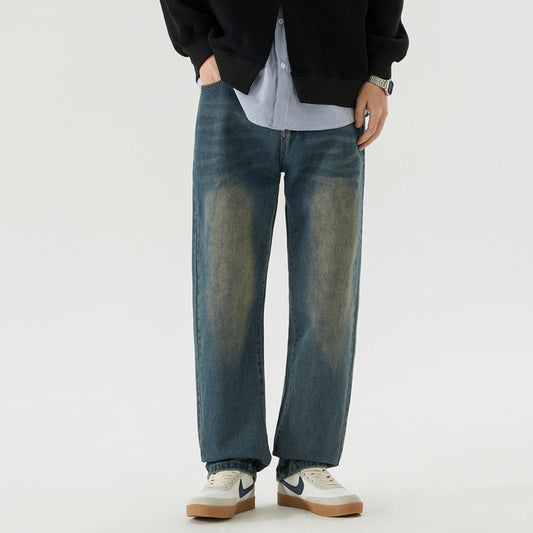 Herr Vintage Jeans Klassisk Denim Lös Passform-1