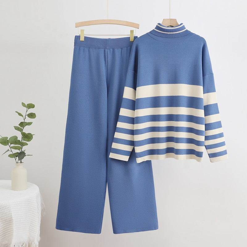 Kvinnors Stickad Uppsättning Hög Krage Viskosfiber-3