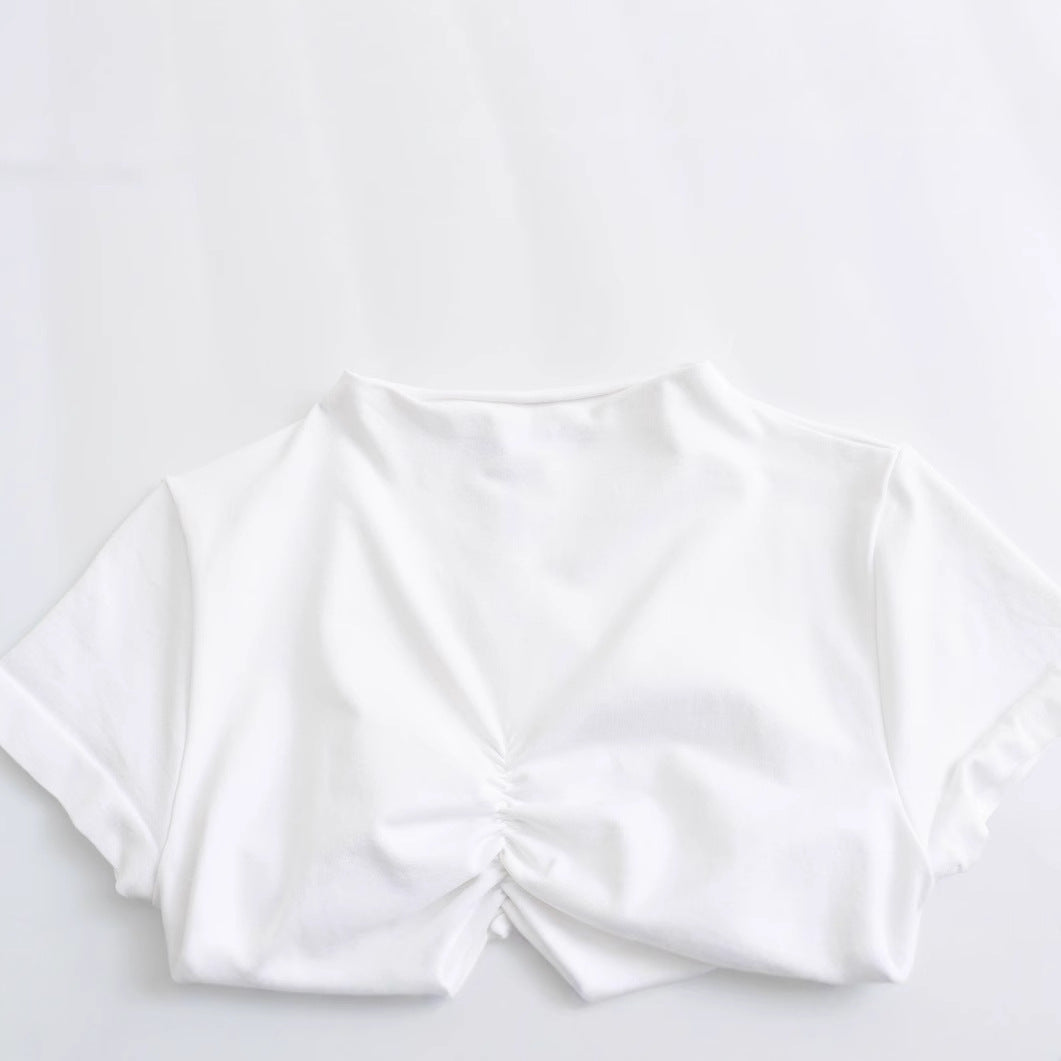 Kvinnors Wrap Top Hög Krage Andningsbart Tyg-3