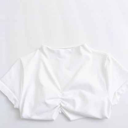 Kvinnors Wrap Top Hög Krage Andningsbart Tyg-3