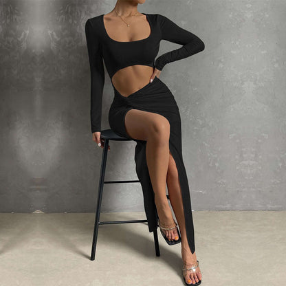 Damklänning U-Hals Mid-Längd Polyester Fina Dam Klänningar-4