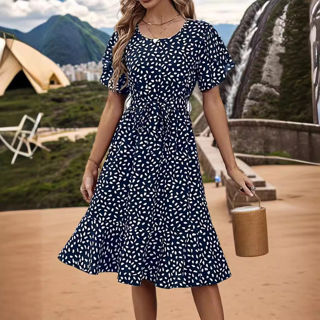 Maxiklänning Dam A-linjeformad Prickigt Mönster Polyester-4