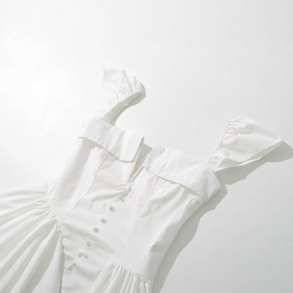 Kvinnors Miniklänning med Puffärmar och Svängande Kjol i Andningsbart Material – Perfekt för Festliga Tillfällen 3