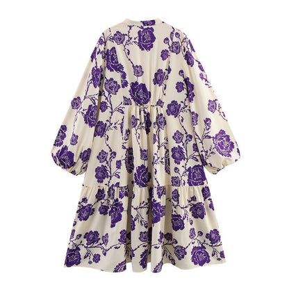 Kvinnors Midi Klänning Slim Fit Nätväv Långärmad-3