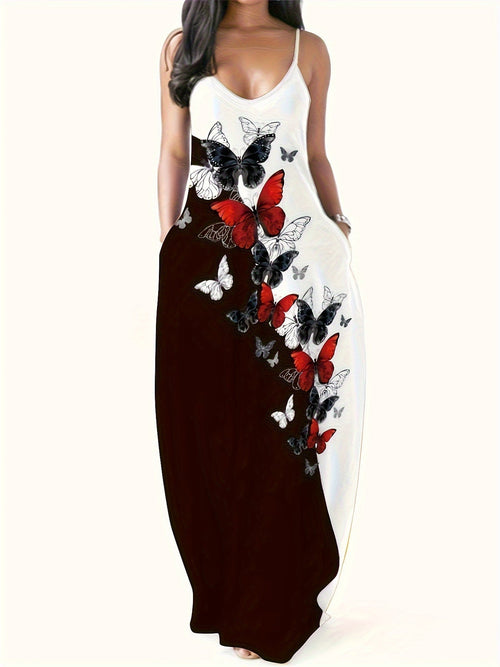 Fina Dam Klänningar Lång Utan Ärmar Digitaltryckt Polyester 1