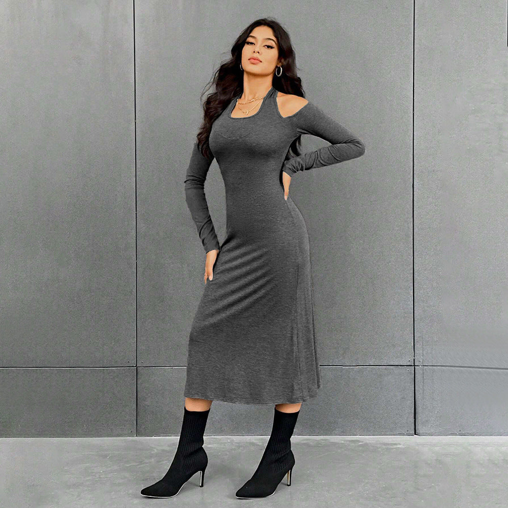Maxiklänning Dam Utskuren Design Mjuk Polyester 4