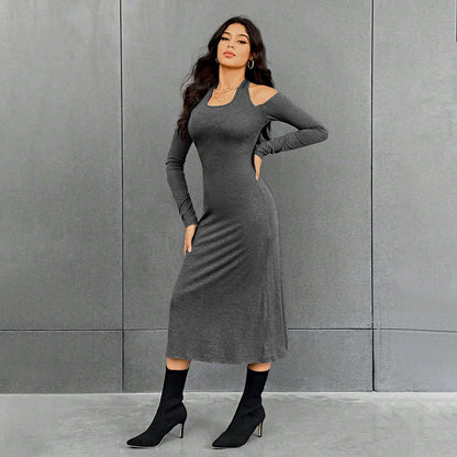 Maxiklänning Dam Utskuren Design Mjuk Polyester 4