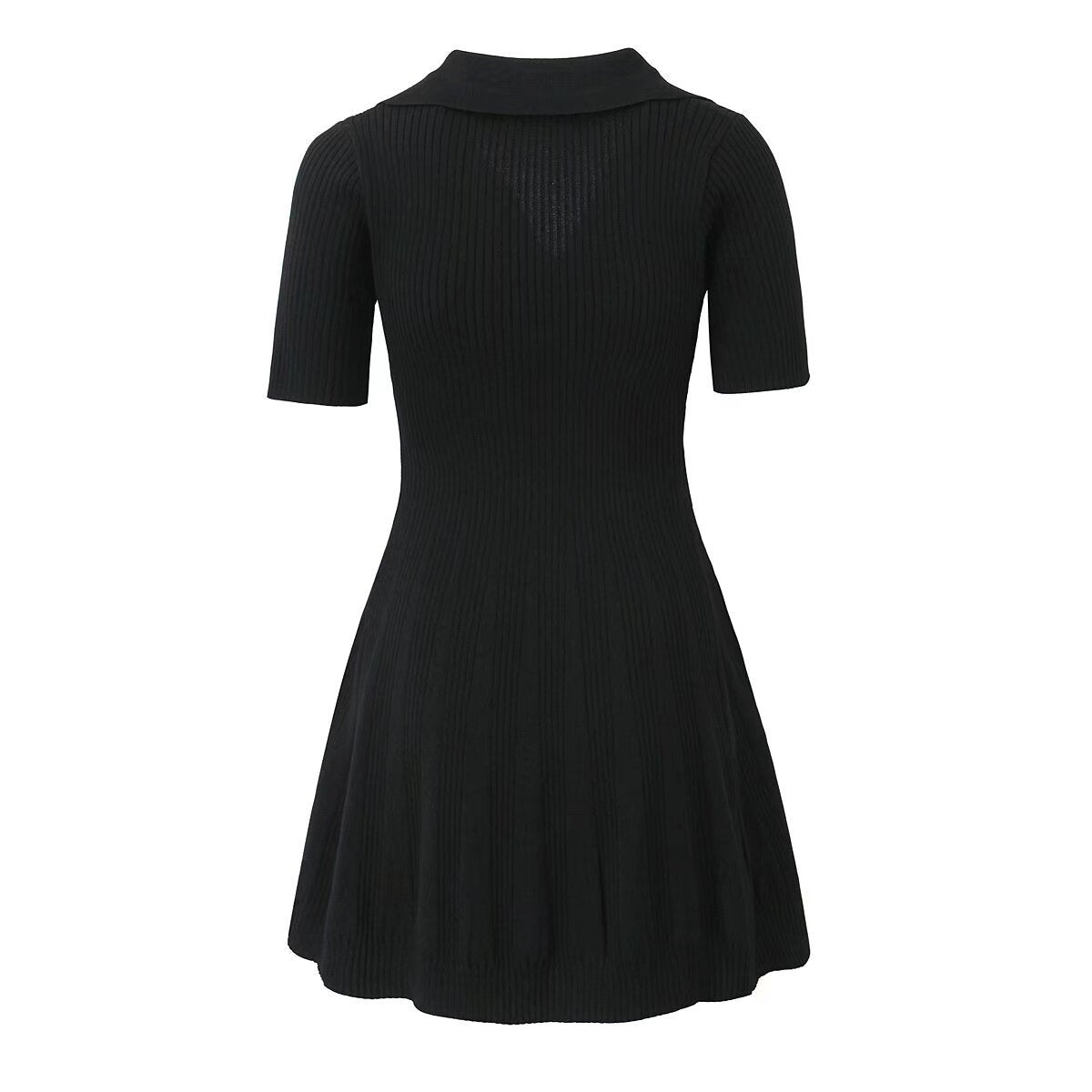 Kvinnors Kortärmad Klänning V-Hals Polyester Midjedriven-3