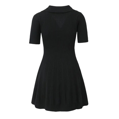 Kvinnors Kortärmad Klänning V-Hals Polyester Midjedriven-3