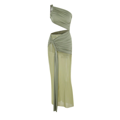 Maxiklänning Dam Off-Shoulder Draperad Lätt Tyg-6