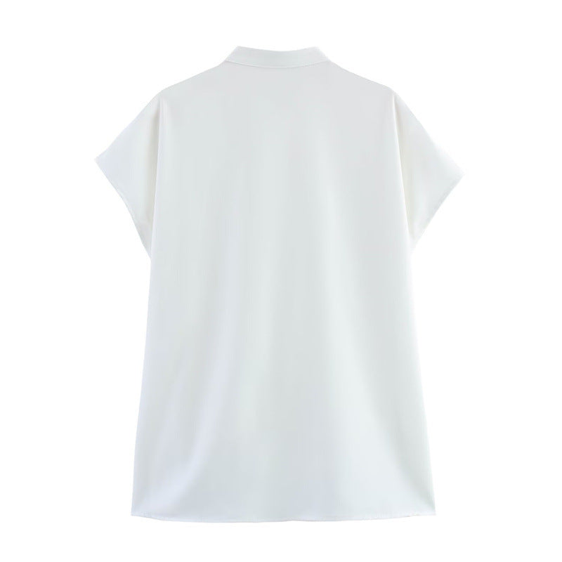 Dam Skjorta Kortärmad Färgblock Polyester-3