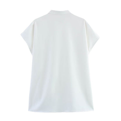 Dam Skjorta Kortärmad Färgblock Polyester-3