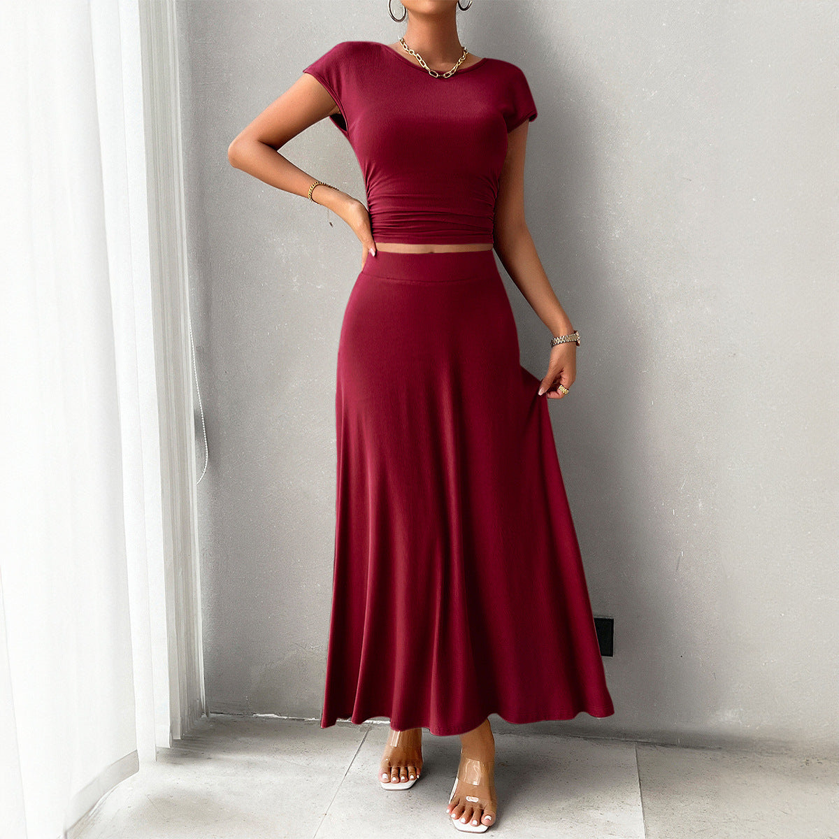 Variant image for Dam Klänning Kortärmad Viskos Spandex Elegant Mittellång-17