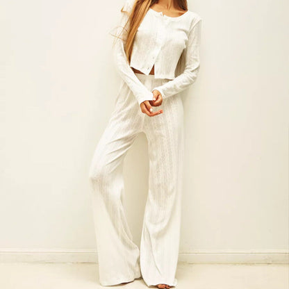 Dam Casual Uppsättning Jacquard Mönster Bomull 4