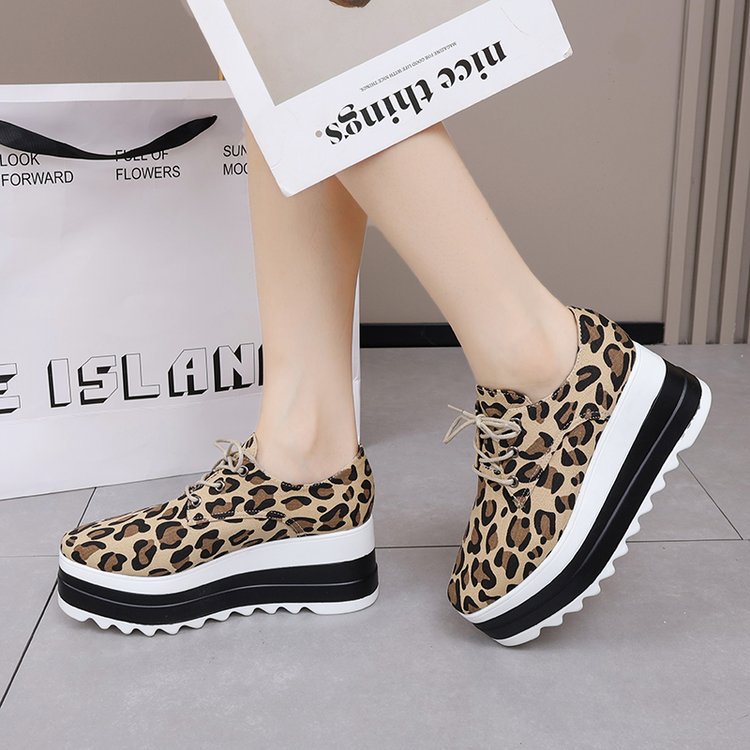Kvinnors Platå Sneakers Leopardmönster Andningsbart Material-5