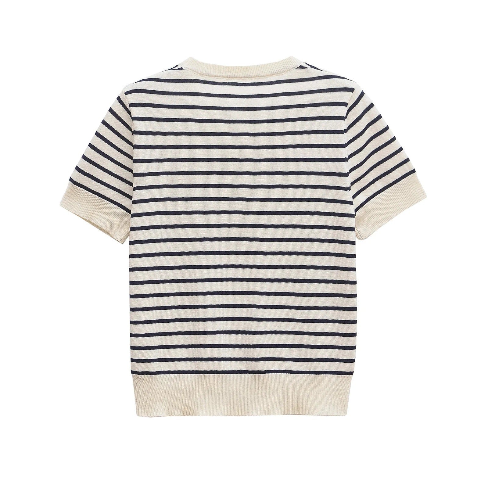 Dam T-shirt Randig Bomull Klassisk Passform Korta Ärmar-2