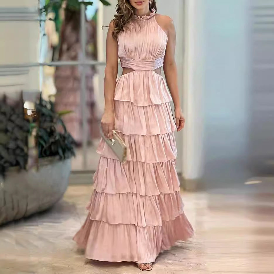 Damklänning A-Linje Off-Shoulder Polyester Fina Ruffles-2