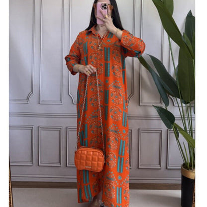 Variant image for Kvinnors Lång Klänning A-linjeformad Polyester Tryckt-1