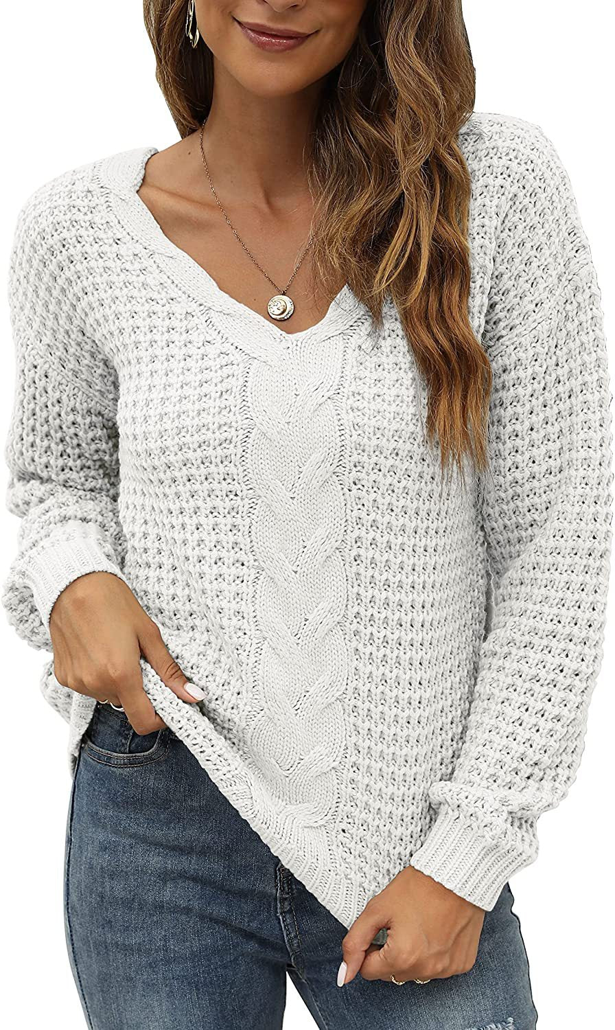 Variant image for Dam Tröja Långärmad V-ringad Akryl Loose Fit-1