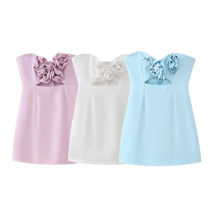 Kvinnors Klänning i Bustier-Design med Blommor – Mjuk och Lätt Tyg för Festliga Tillfällen 2