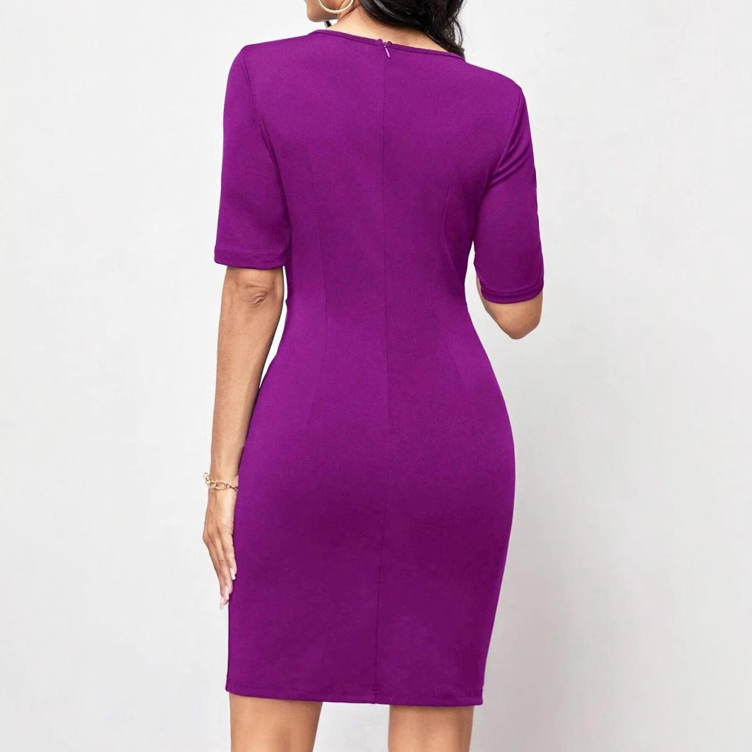 Kvinnors Kort Klänning Enfärgad Bodycon Polyester-4