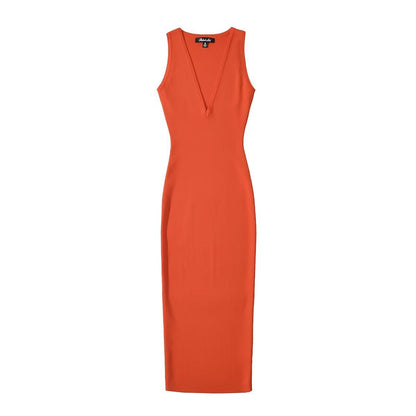 Variant image for Damklänning Slim Fit V-ringning Midilängd Högkvalitativt Tyg-3