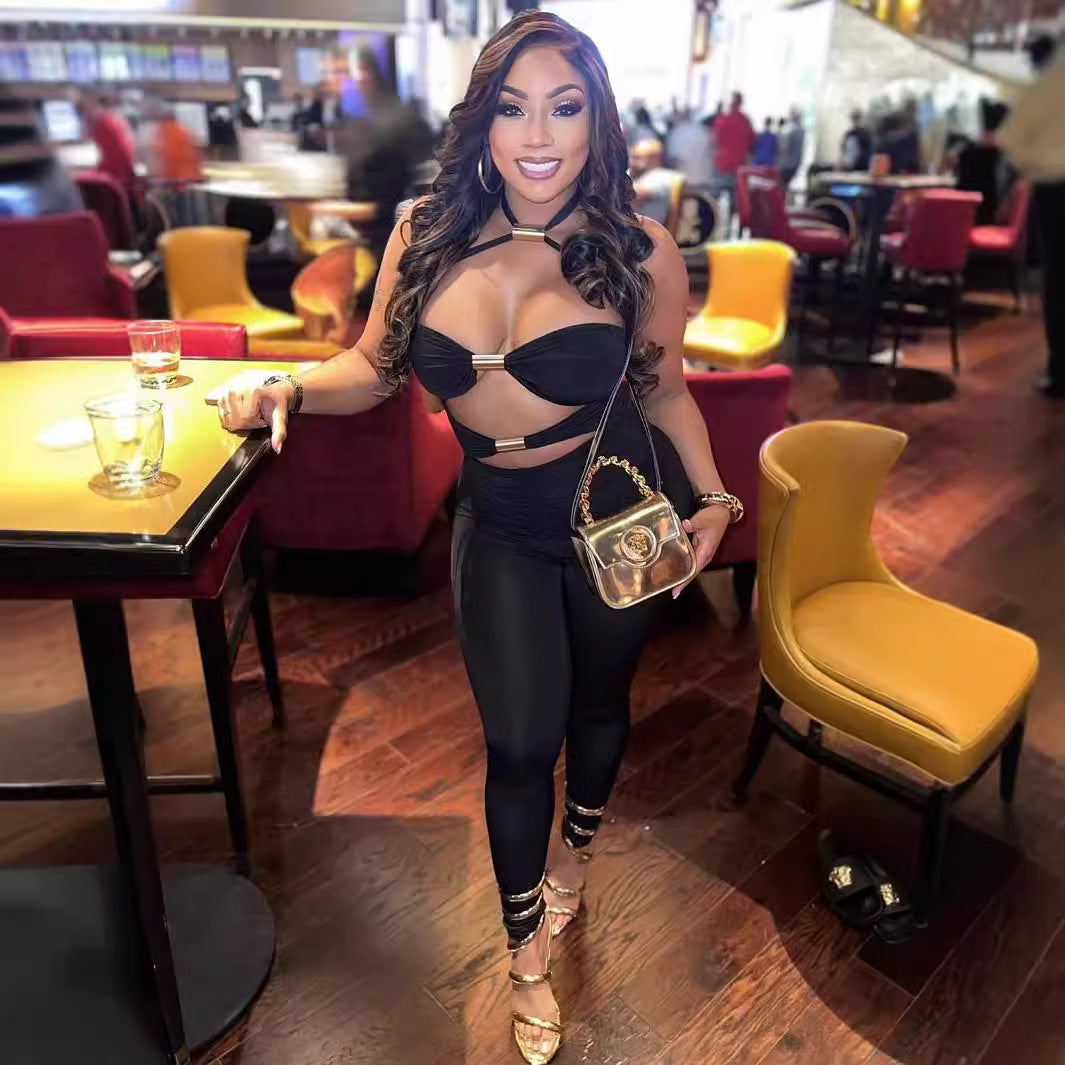 Dam Långa Byxor Snörning Tunt Spandex Streetwear-2