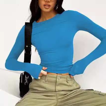 Långärmad T-shirt Dam Cirkulär Halsringning Polyester-4