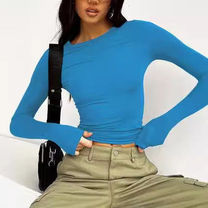 Långärmad T-shirt Dam Cirkulär Halsringning Polyester-4