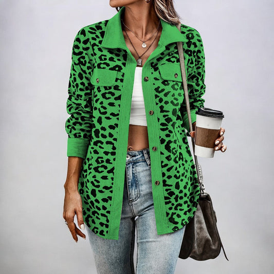 Damjacka Leopardmönster Trendig Polyester-1