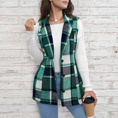 Dam Cardigan Ärmlös Elegant Polyester Spandex-3