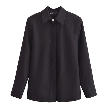 Dam Set med Veckad Skjorta och Skräddarsydda Byxor i Högkvalitativt Tyg-1