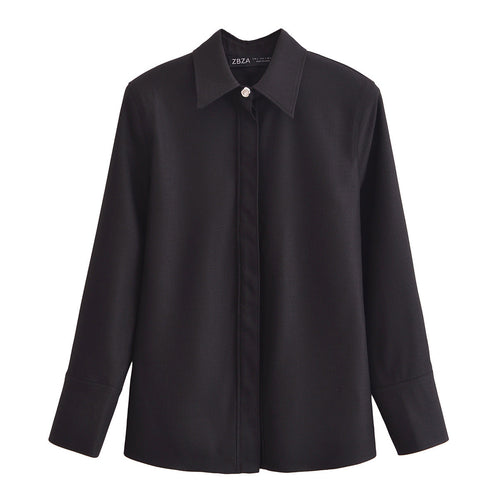 Dam Set med Veckad Skjorta och Skräddarsydda Byxor i Högkvalitativt Tyg-1