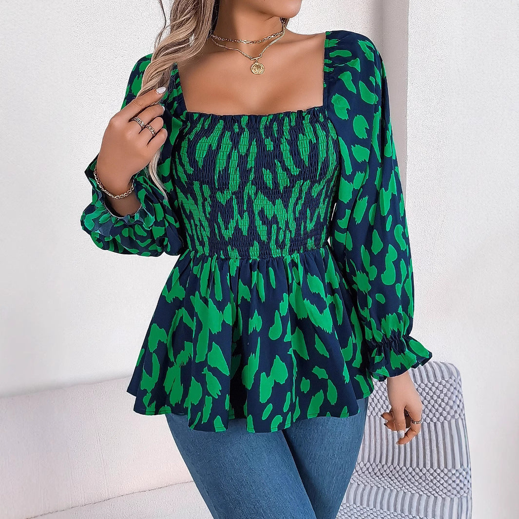 Damklänning Blommig A-Line Långärmad Chiffon-3