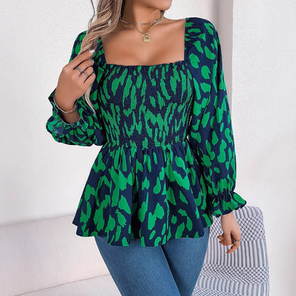 Damklänning Blommig A-Line Långärmad Chiffon-3