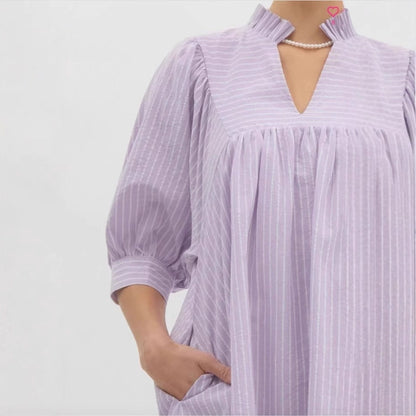 Kvinna A-linje Klänning V-ringning Tryckt Polyester-4