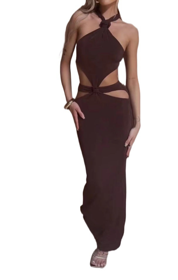 Damklänning Urban Stil Patchwork Lång Kjol Spandex-5